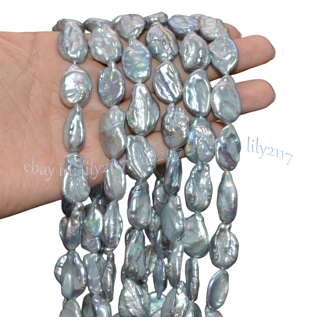 Luster 15-20mm Natural South Sea Gray Baroque Keshi Pearl Loose Beads 15″ Strand
