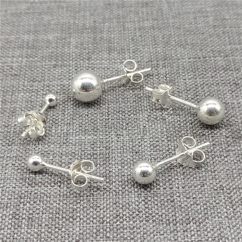 10prs of 925 Sterling Silver Ball Earring Posts 1.5mm 2mm 2.5mm 3mm 4mm 5mm 6mm