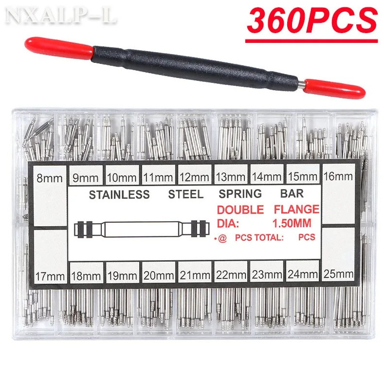 270/360pcs Stainless Steel Watch Spring Bars Strap Link Pin Repair Set – NEW