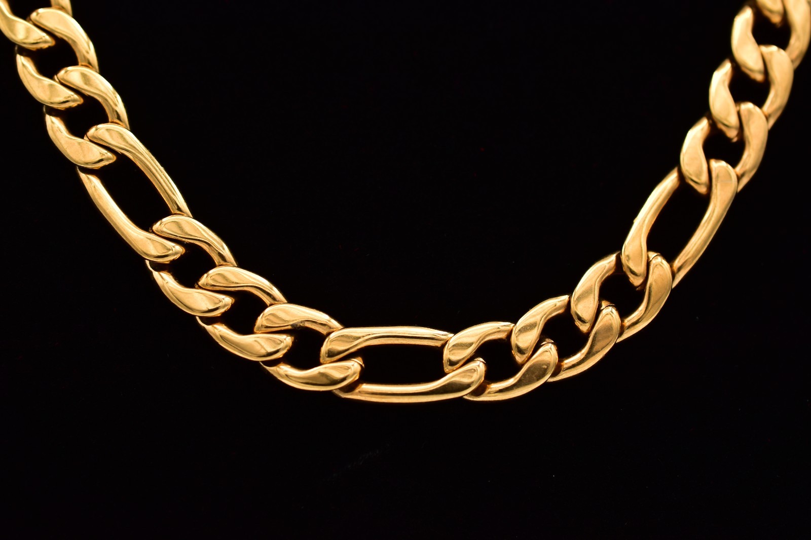 U7 Gold Tone Figaro Chain Necklace Hip Hop Cuban Link Stainless Steel 30″ Bin3B