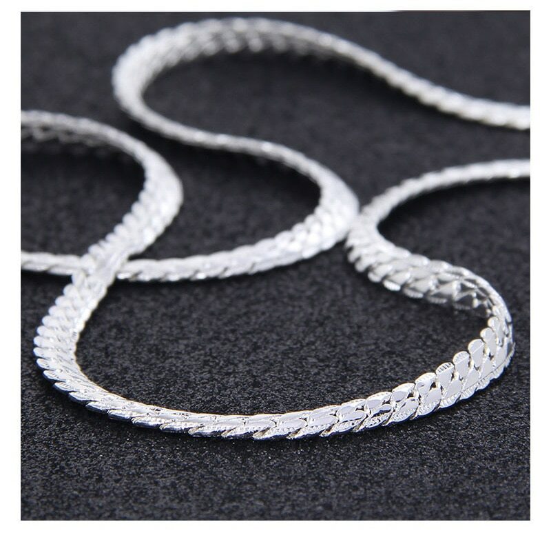 Conjunto De Collar Y Pulsera De Plata De Ley 925 Para Hombre Y Mujer Cadena Lujo
