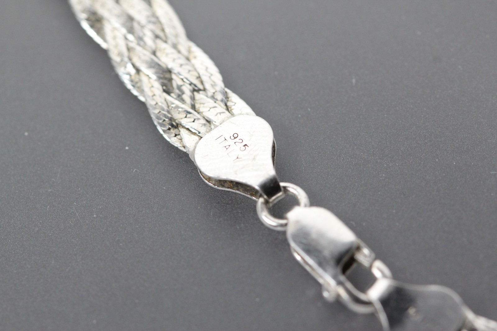 925 Sterling Silver 18″ Wide Flat Woven Chain Necklace 11.6 Grams (NEC6016)