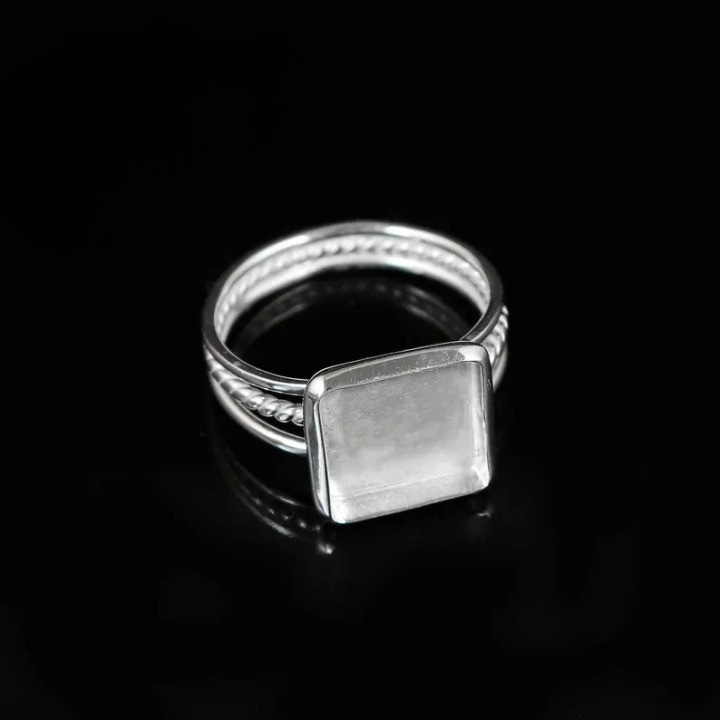 925 Sterling Silver 10mm Square Triple Band Bezel Ring Blank Jewelry Setting
