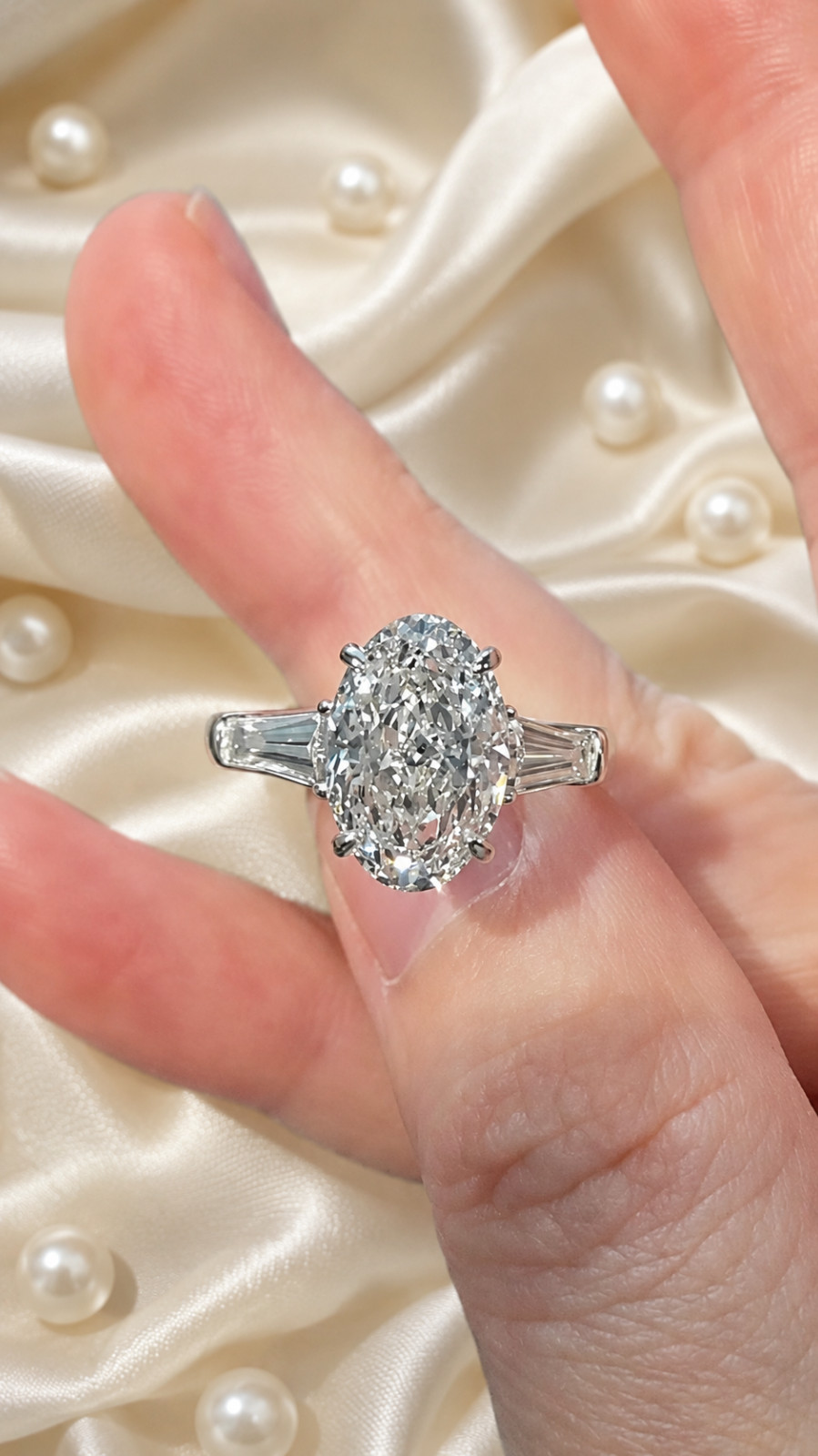 IGI Certified Lab Grown Diamond Engagement Ring 6.80 Ct Oval Cut 14k White Gold