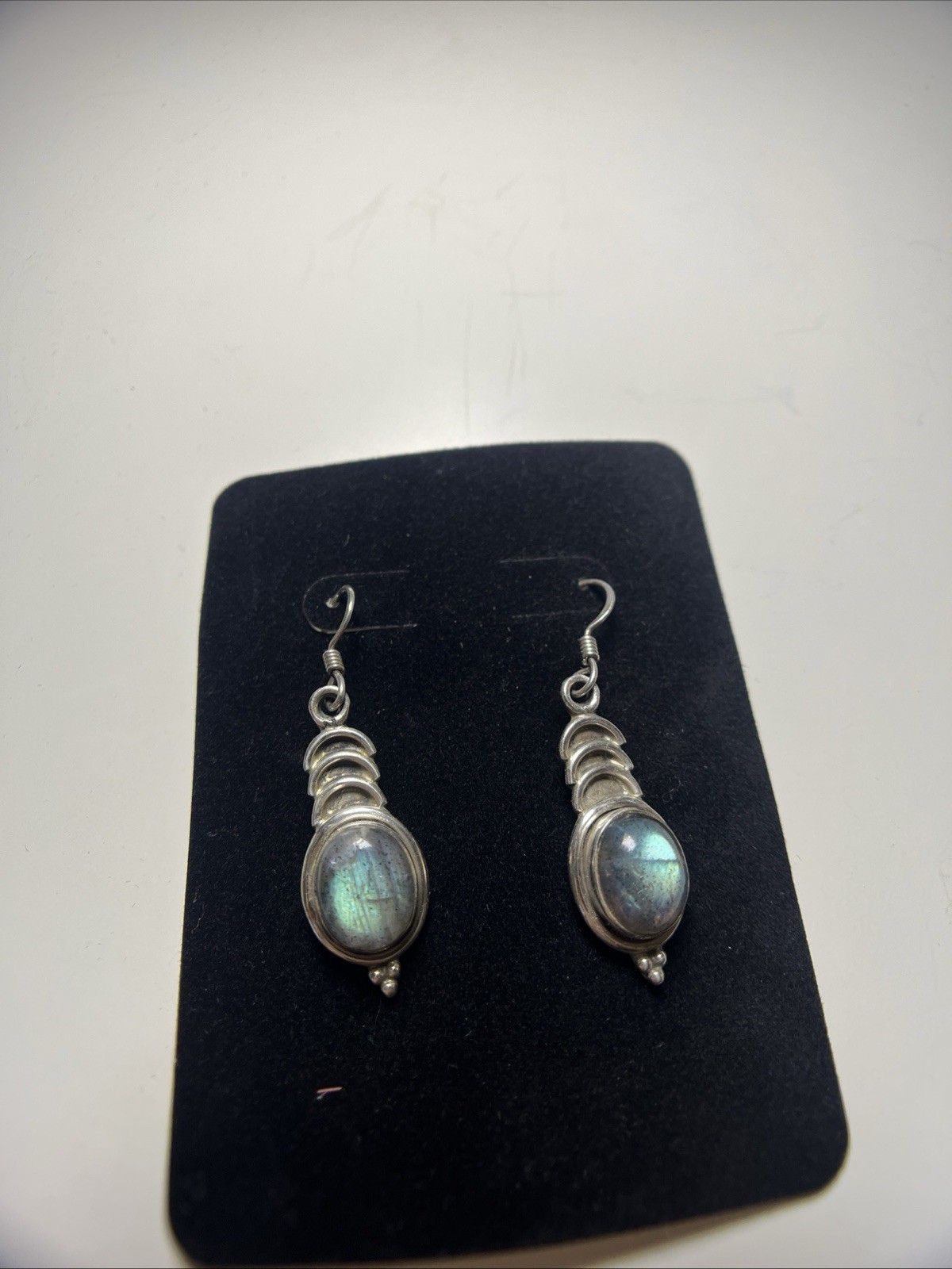 Lot of 3 Pairs Vintage 925 Sterling Silver Cabochon Dangle Earrings Boho