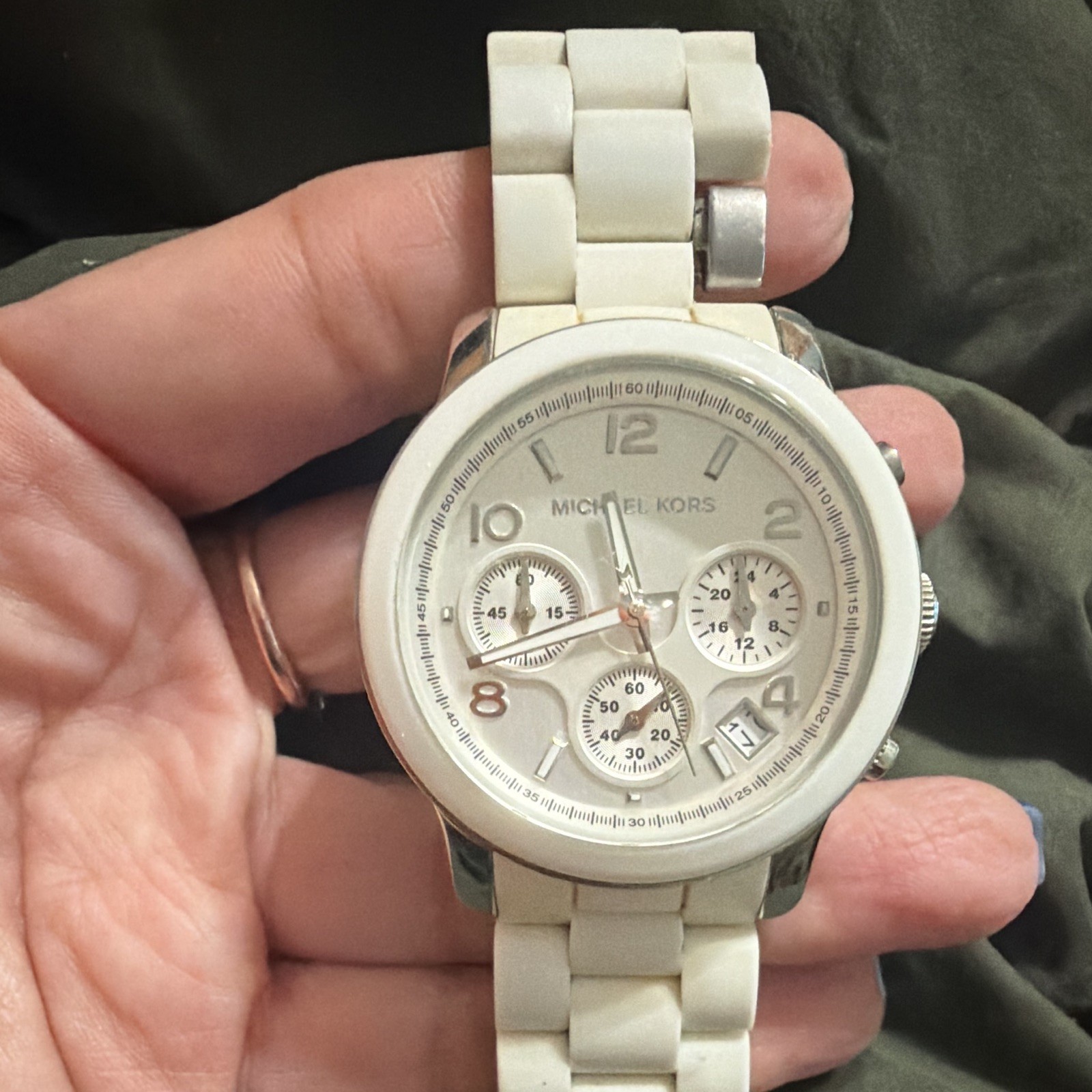 Michael Kors Women’s Chronograph Date Quartz 39mm White Dial SS Bracelet 10ATM
