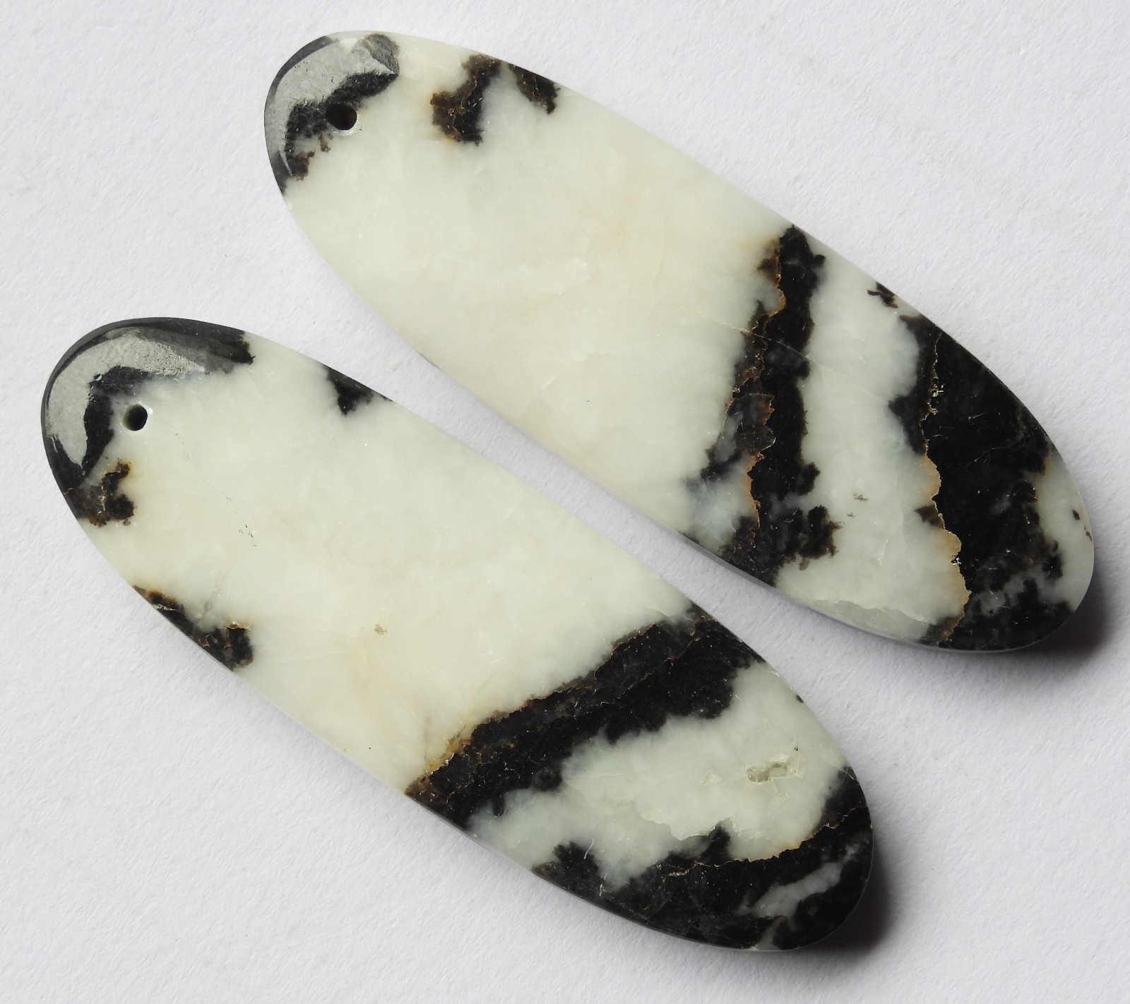 87.55 Ct Natural Zebra Jasper(48m X 16.3mm each) Drilled Cabochon Match Pair