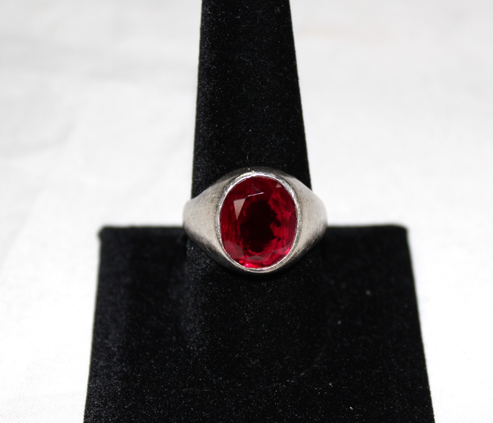 TT) RARE SIGNED HECHO EN MEXICO 9.25 W/ TAXCO LAB Created RUBY Wt 11.2 gr Sz10