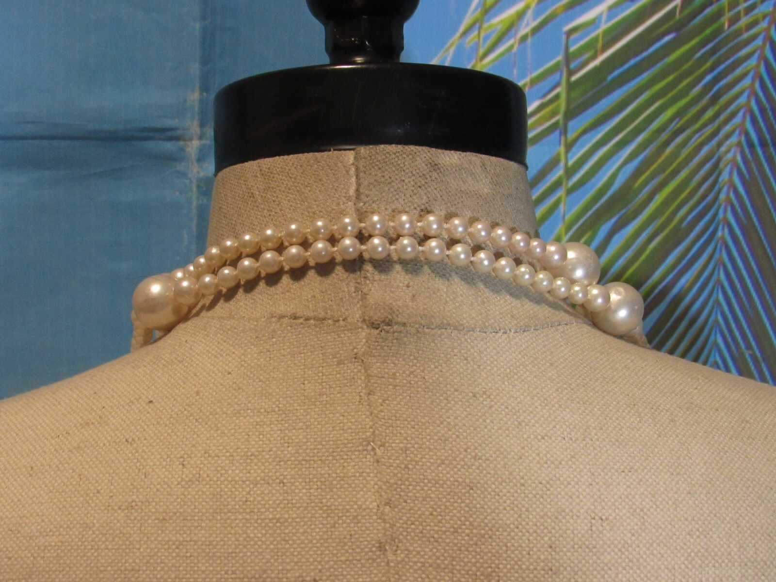 Necklace with a Strand of White Faux Pearls 60″ no Clasp