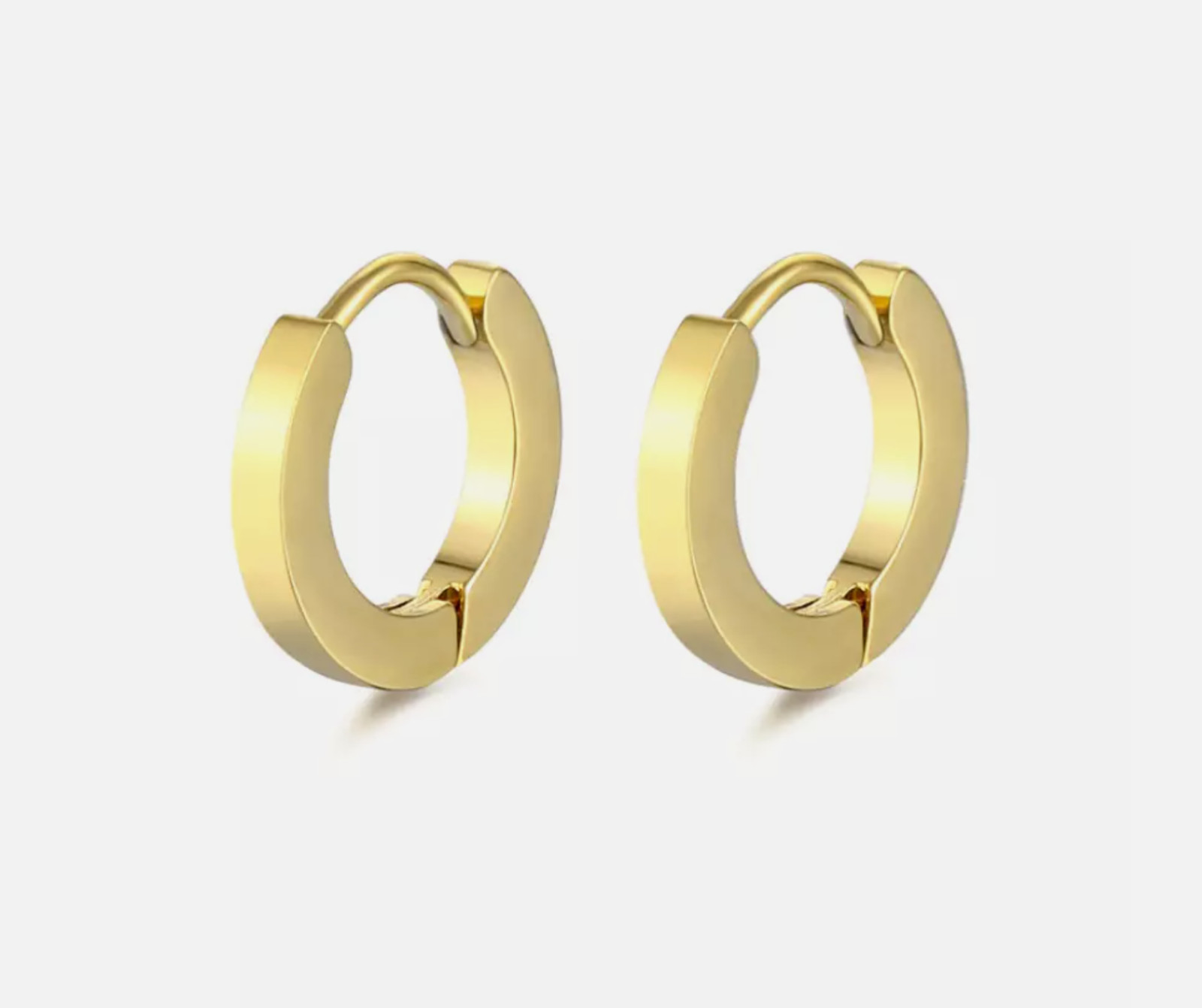 2Pcs Women Men Stainless Steel Round Hinged Huggie Hoop Earrings