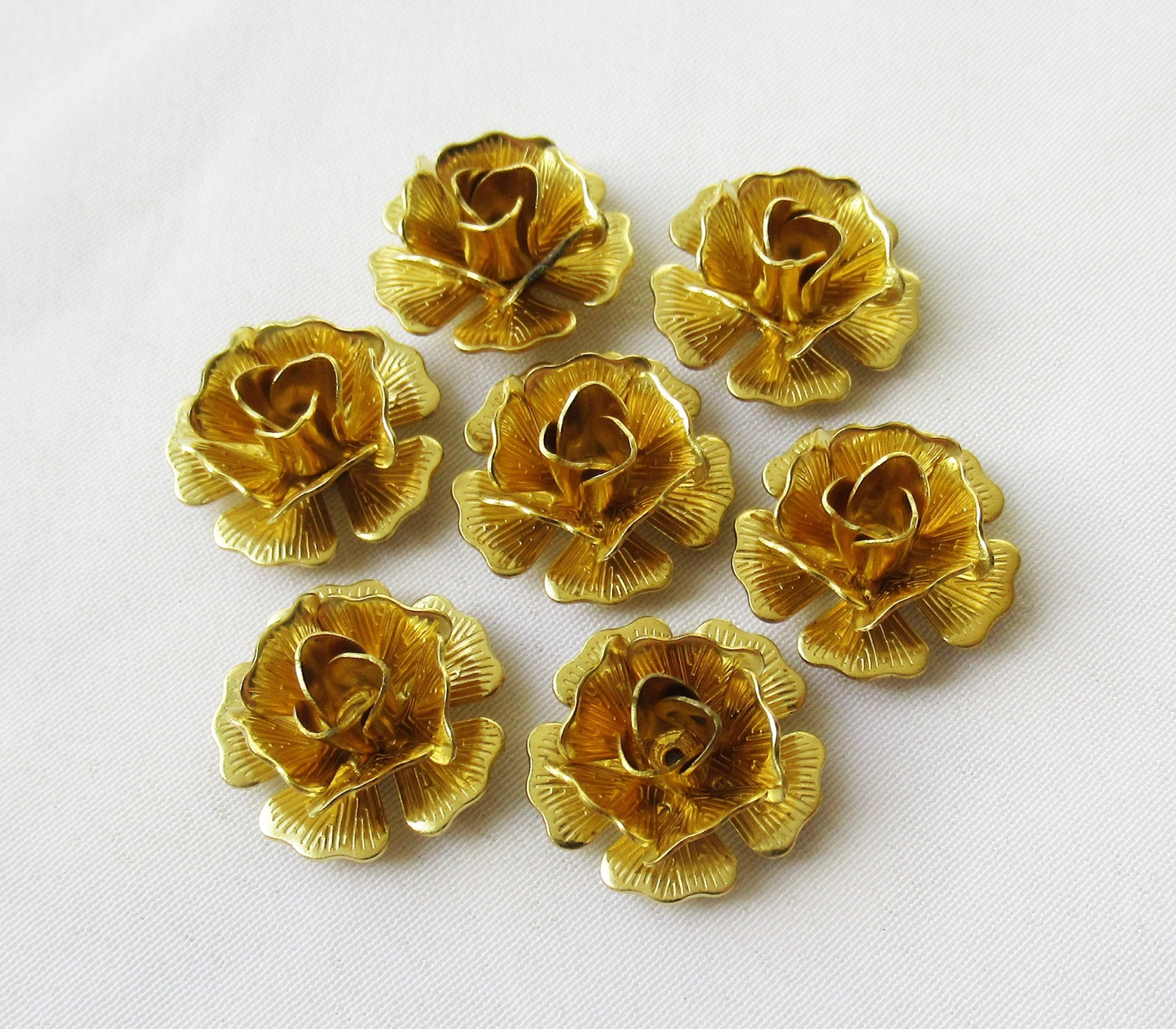 50pcs Peony Rose 15mm Textured Petal Assembled Brass Floral DIY Craft Findings