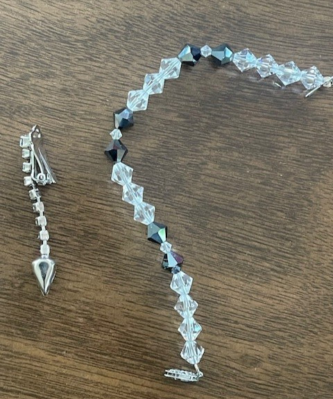 Vintage AB Clear Crystal 16″ Necklace & 7″ Bracelet 1950-60’s – Excellent Cond