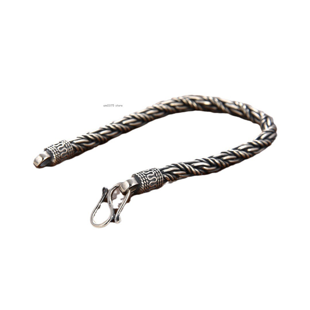Real 925 Sterling Silver Bracelet Women Men 5.5mm Round Twist Rope Link Bracelet