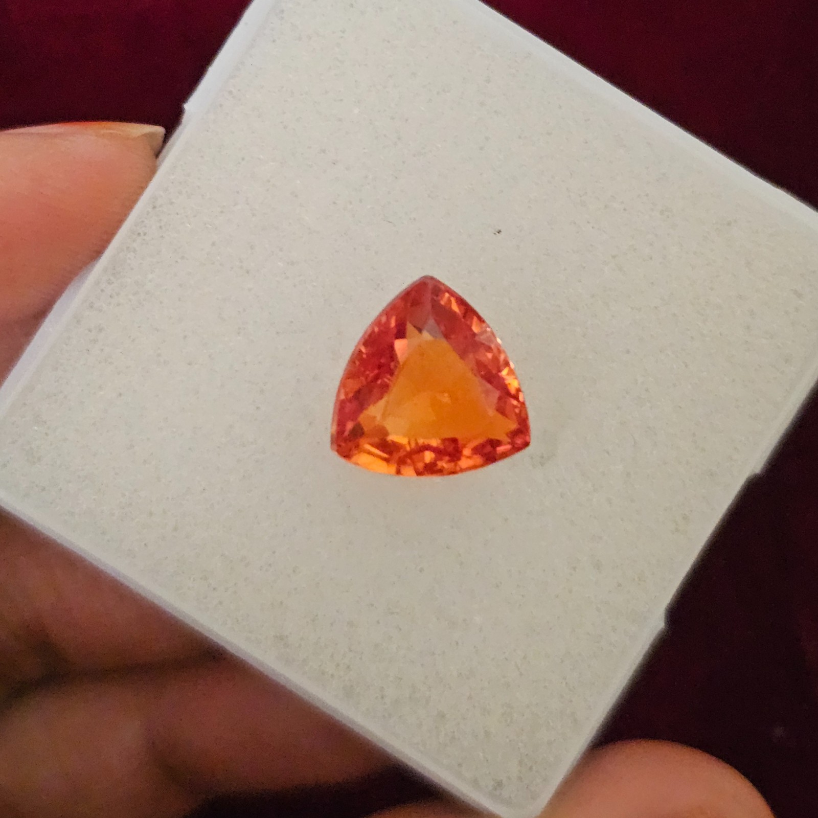 2 Pcs 14.40 Ct each Lab Created Orange Sapphire Trillion Cut Loose Gemstone