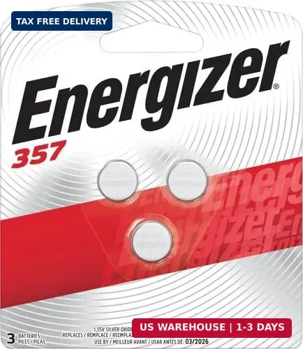 Energizer LR44 Battery, Silver Oxide 303, 357, AG13, or SR44 1.5 Volt Batteries