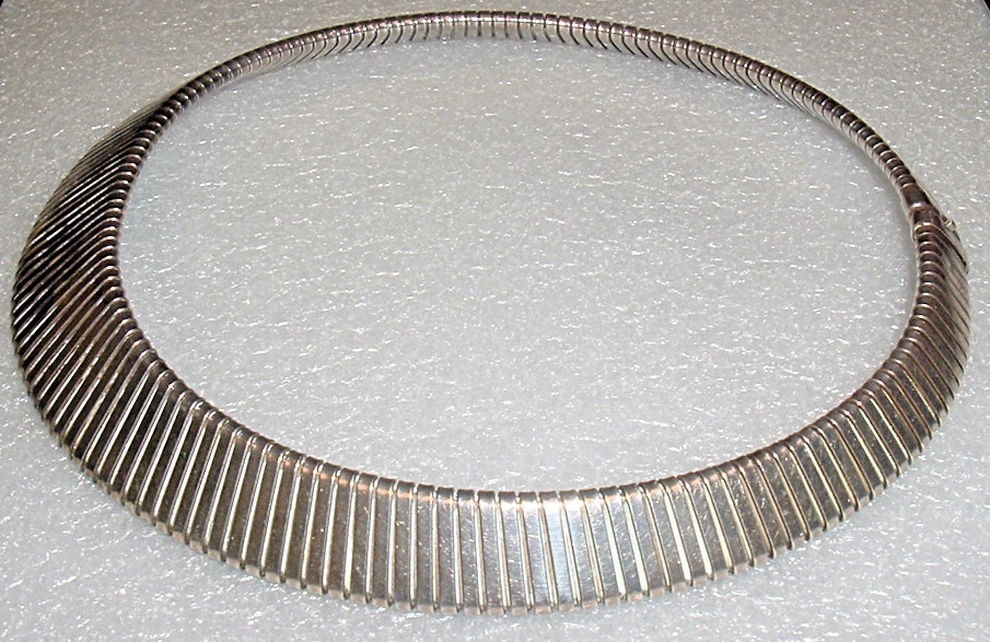 Vintage 1950-60s ‘STERLING’ Egyptian Cleopatra Choker NECKLACE 16″ HEAVY 77.4gr