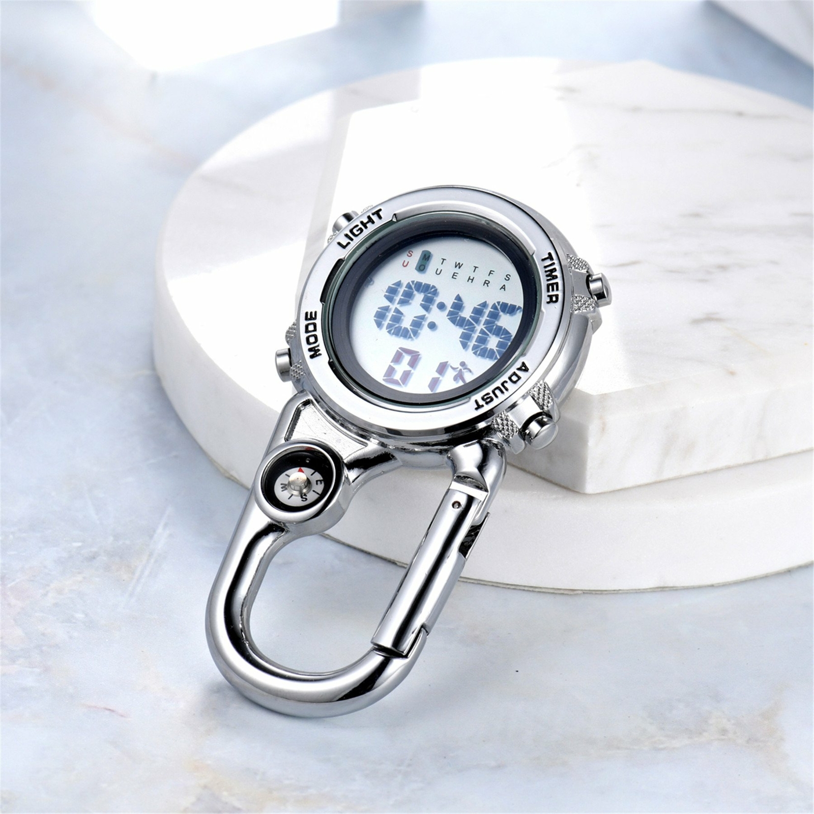 Outdoor Watch Stopwatch Clip on Hanging Watch Quartz Watch for Climbing Hiking