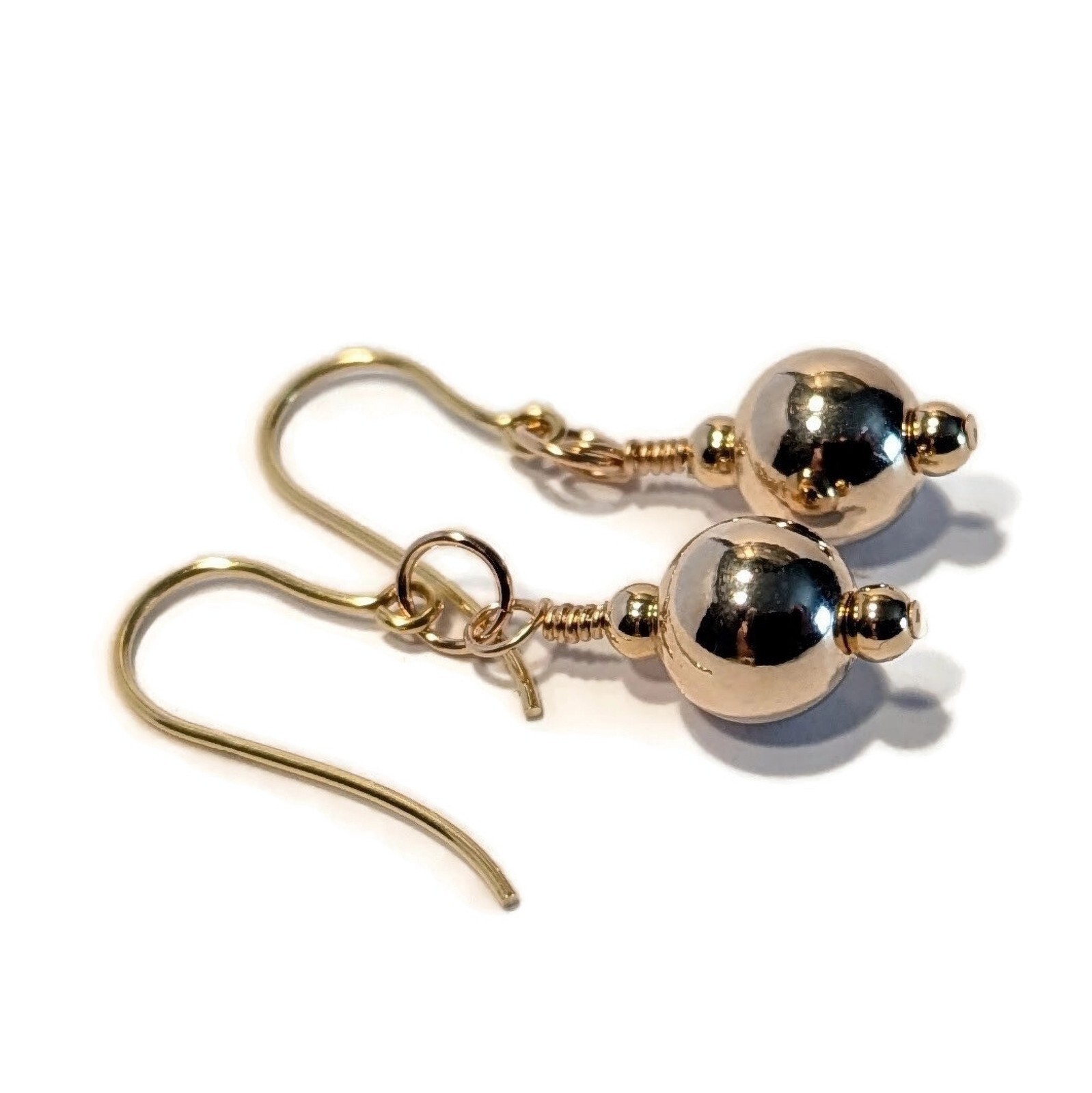 9ct Gold Drop Earrings, Hallmarked 375, 8mm 9ct Gold Ball Beads, Gift Boxed