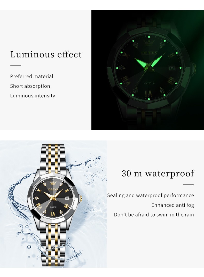 OLEVS Women Watch Stainless Steel 3 ATM Waterproof Wristwatch