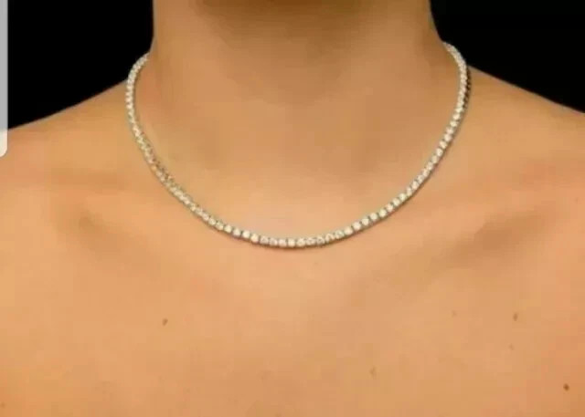 9Ct Round Cut Lab Created Diamond Women’s Tennis Necklace 14k White Gold Plated