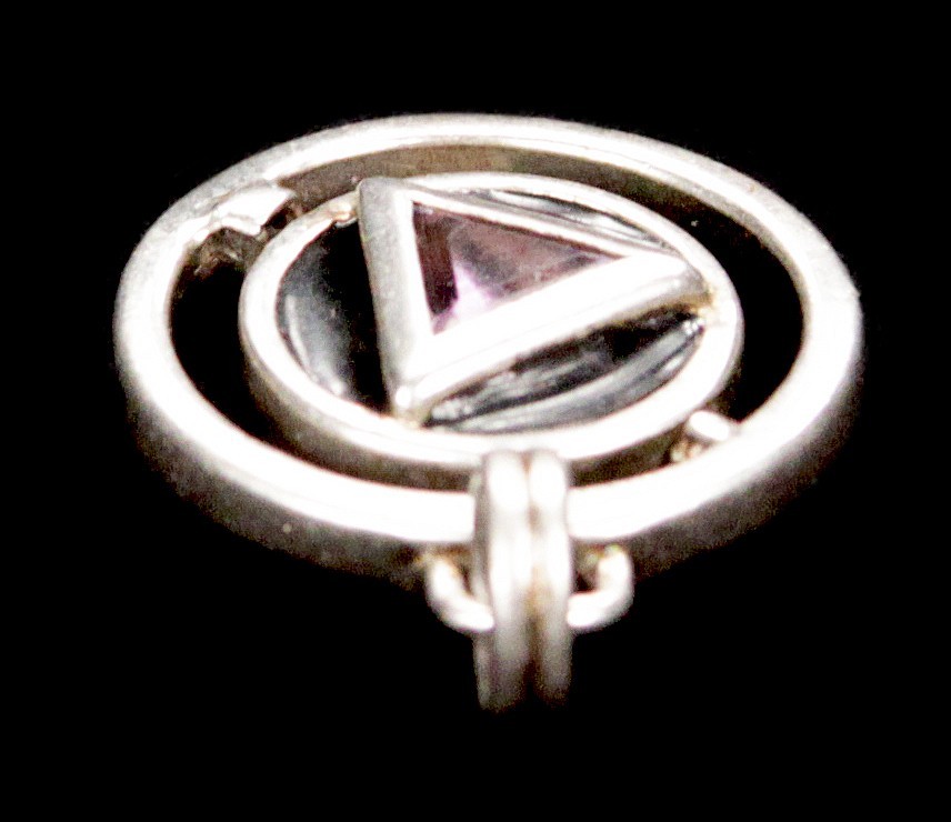 Vintage PSCL Peter Stone 925 Sterling Silver Amethyst Spinner Pendant Charm AA