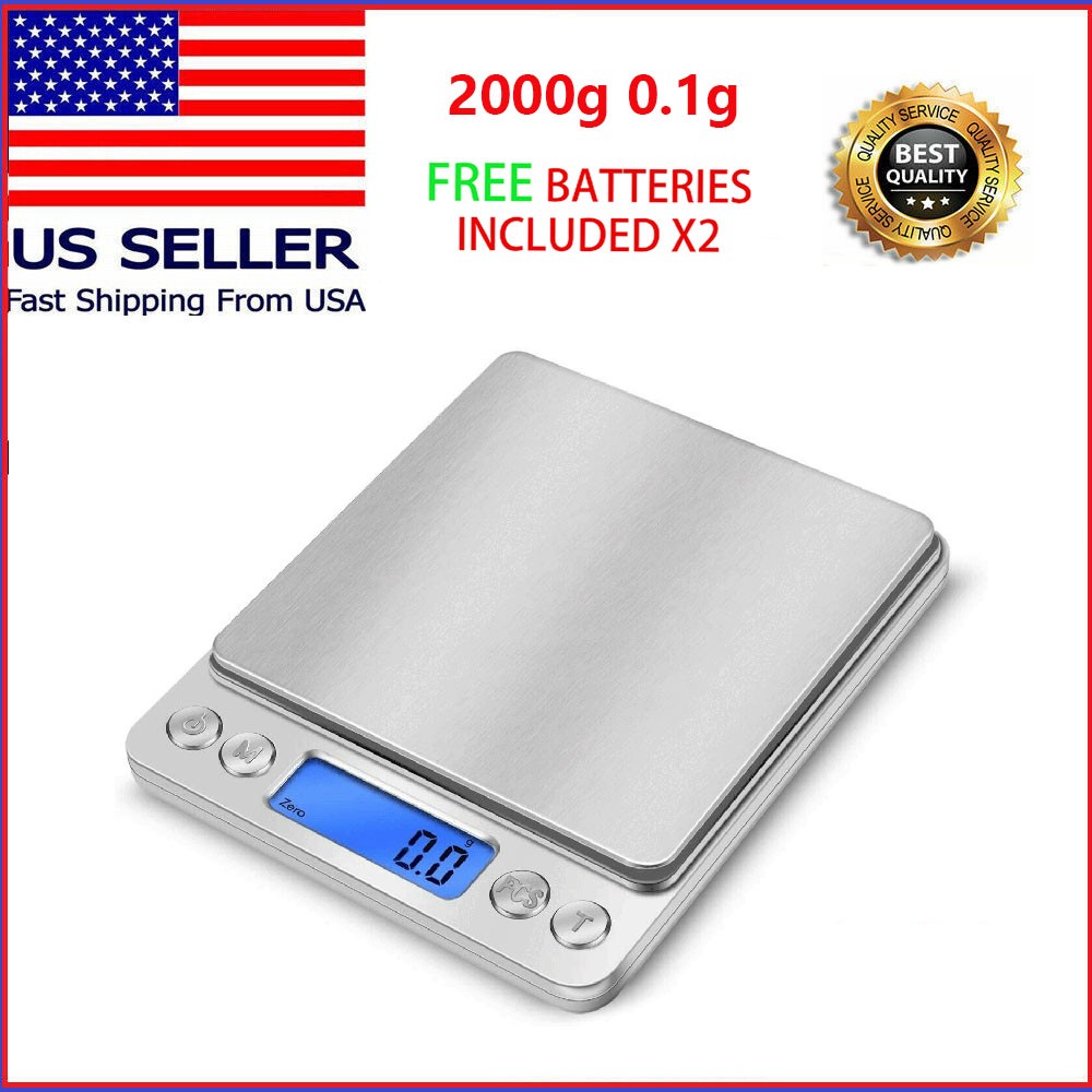Digital Scale 2000g x 0.1g Jewelry Gold Silver Coin Gram Pocket Size Grain