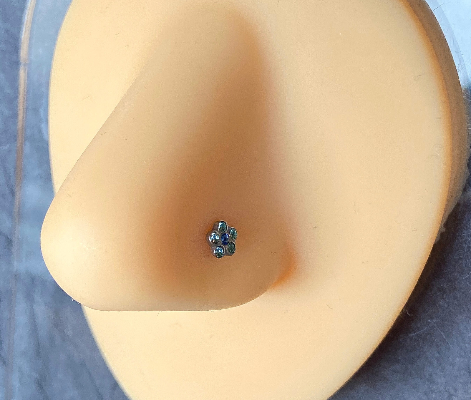 1pc Surgical Steel Nose Ring Gem Flower- choose color, 18g or 20g, Stud or Screw