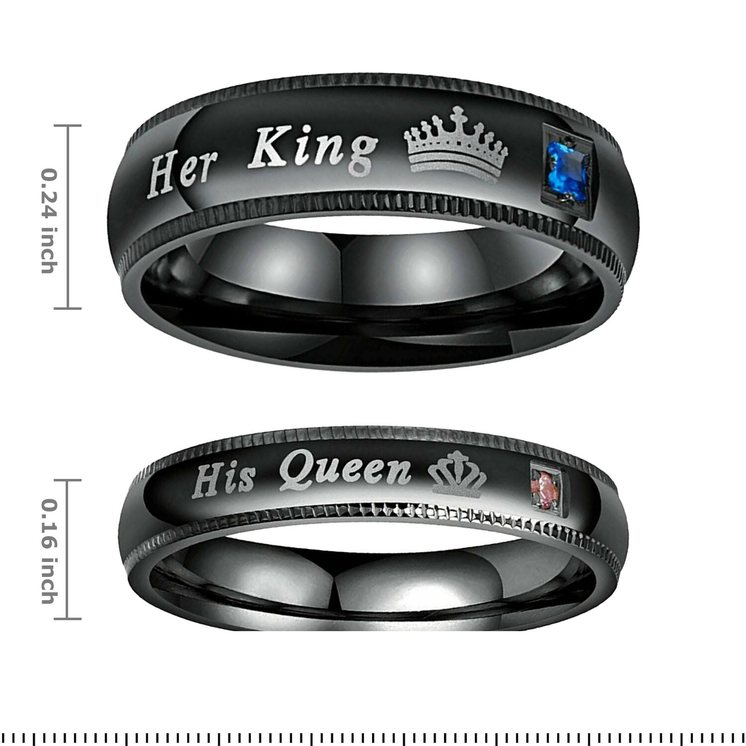 His Queen and Her King Stainless Steel Lover Couple Ring Engagement Promise Band