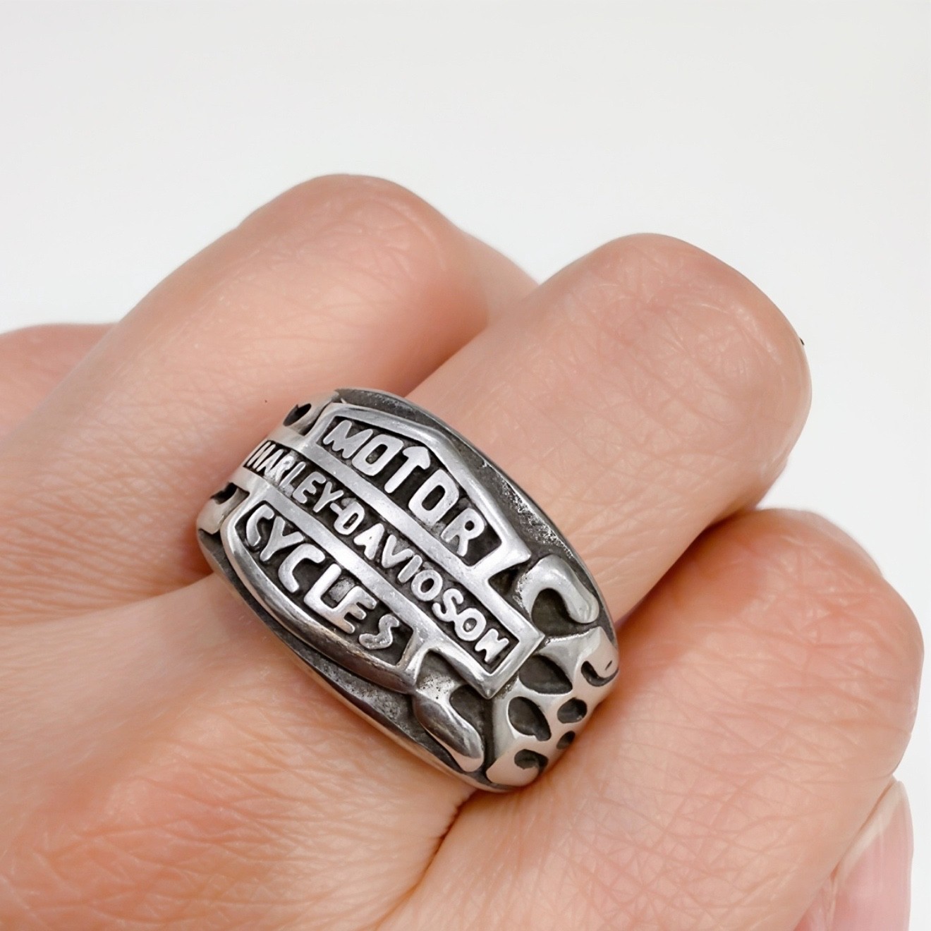 Harley Style Biker Ring Stainless Steel Motorcycle Rider Punk Statement Jewelry