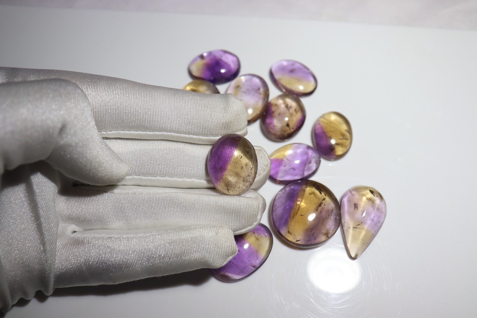 Ametrine Cabochon Bio Color Gemstone All Shape Available 15–30 mm Size