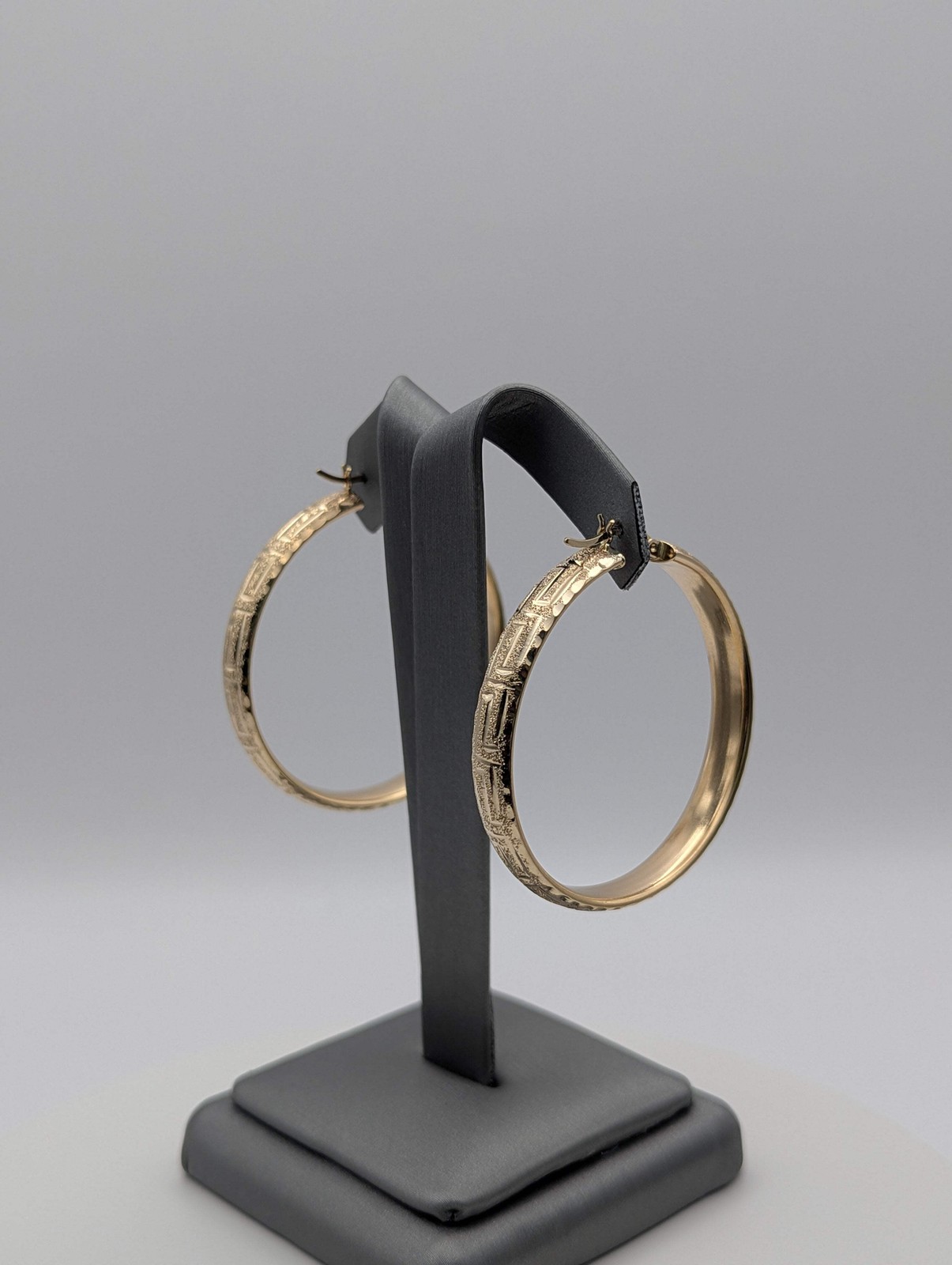 14K YG Greek Key Hoop Earrings