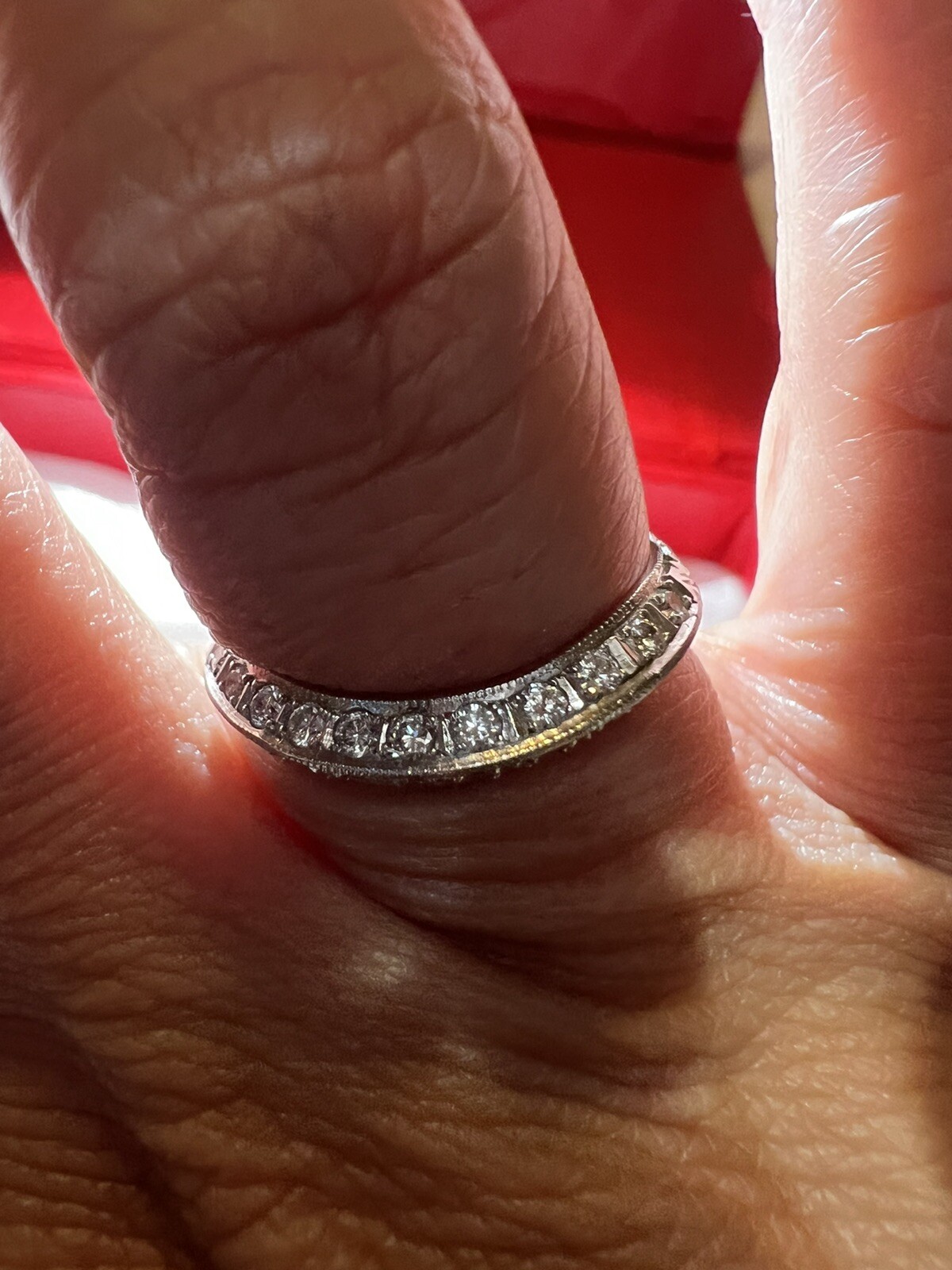 platinum art deco knife edge Double diamond contoured band ring Wedding Curved