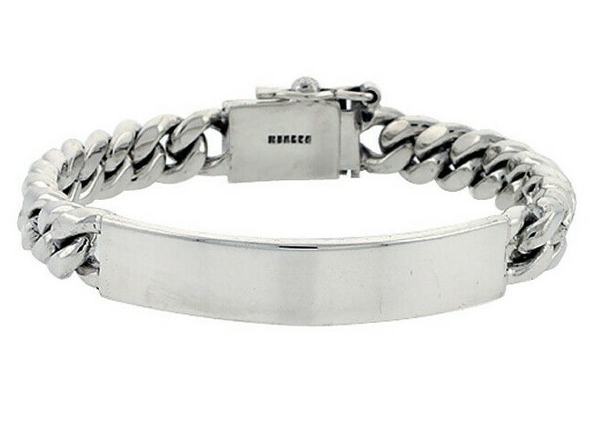 MEN’S SOLID 925 STERLING SILVER 9mm MIAMI CUBAN LINK ID BRACELET 8″, 8.5″, 9″