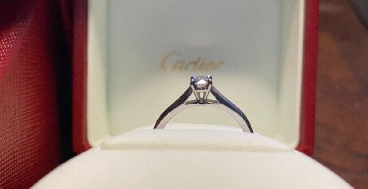 CARTIER 0.23ct Round Brilliant E – VVS1 Diamond Platinum Engagement Ring Size 5