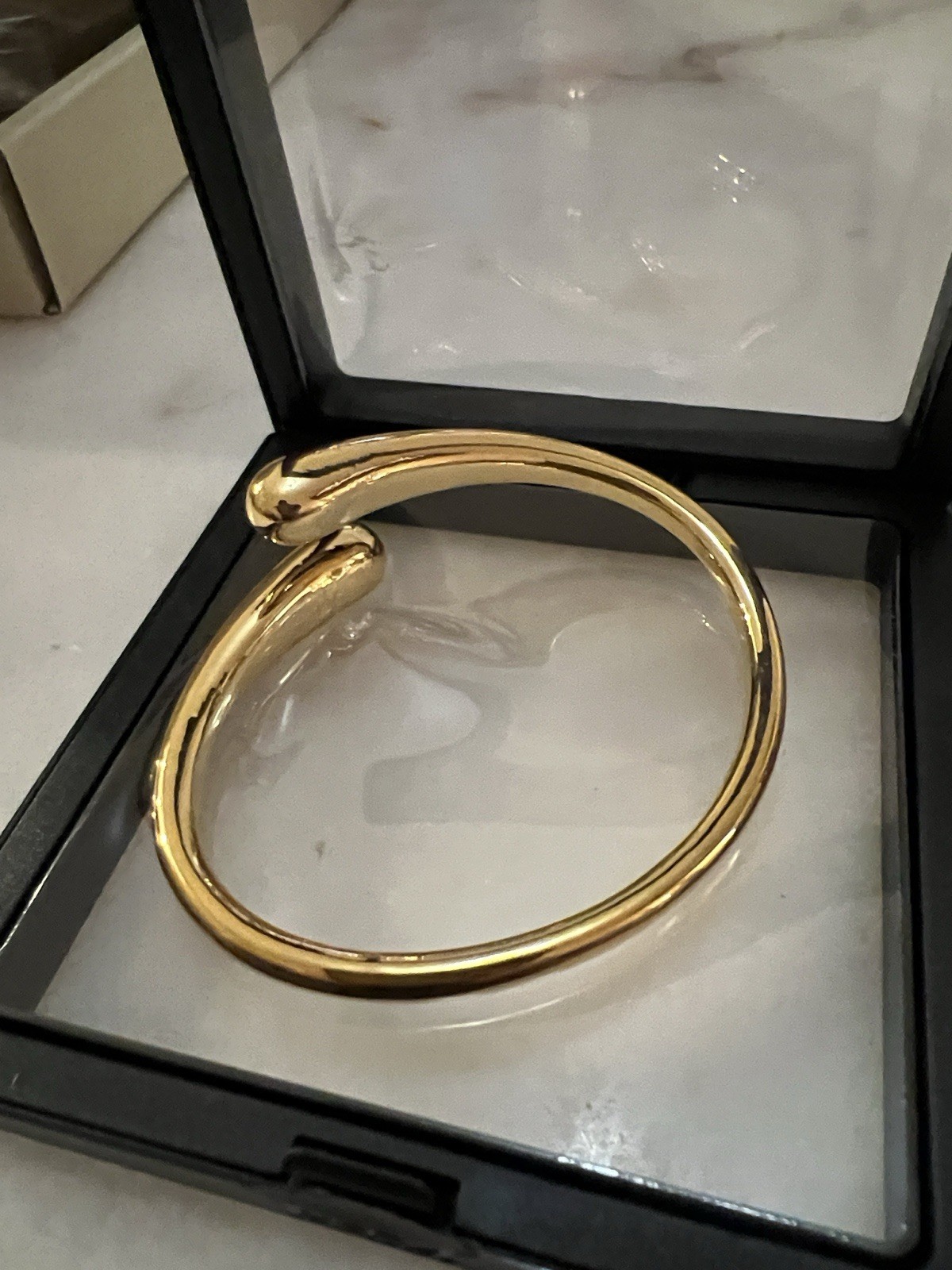 Gold Plated 925 Sterling Silver Open Cuff Bracelet Bangle, Gold Tone