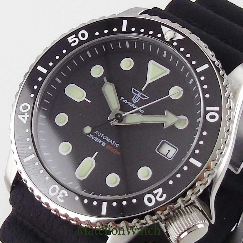 41mm 20ATM NH35A Diving Men’s Watch Black Dial Sapphire Crystal 200M Waterproof