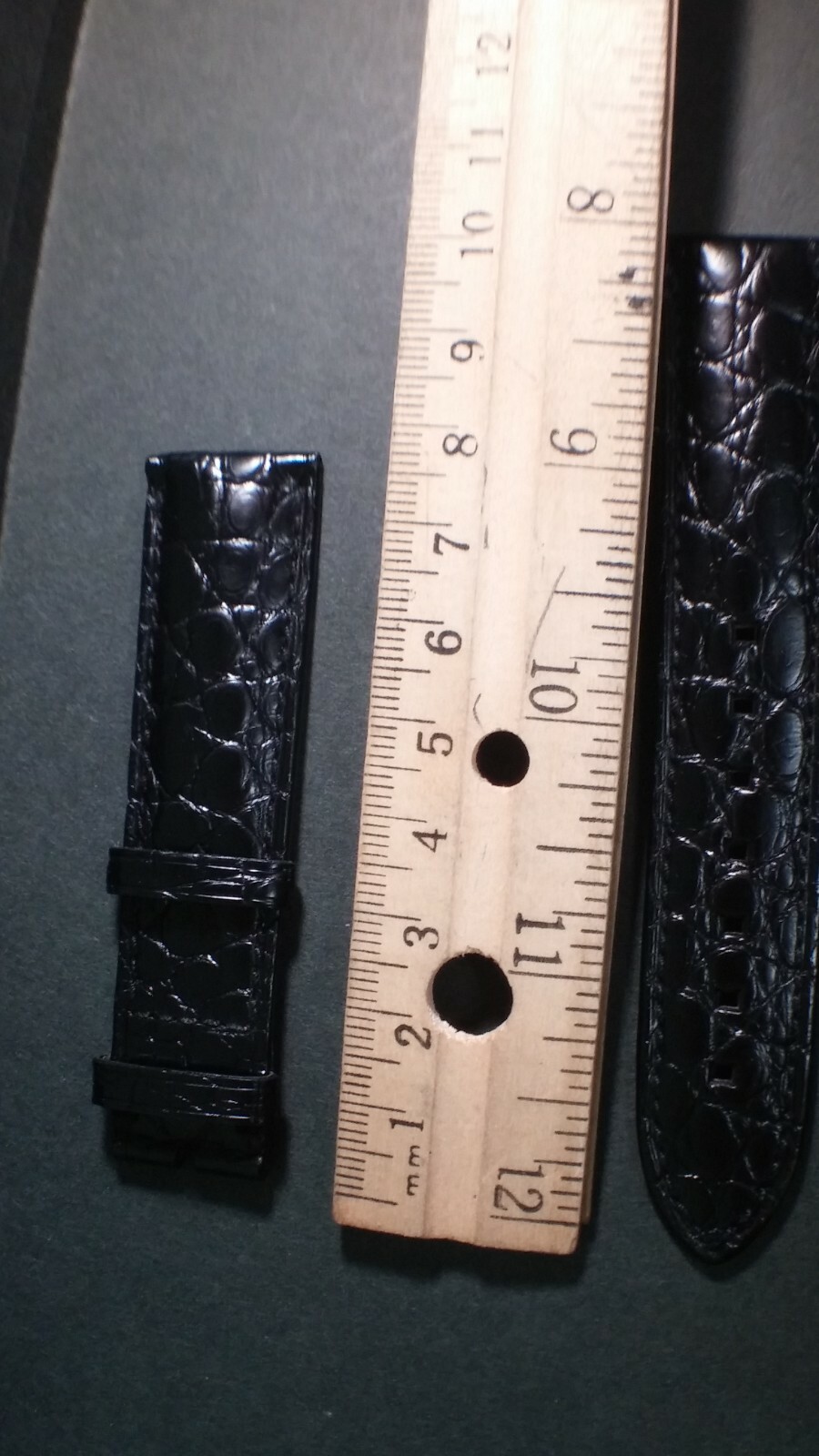 Montblanc band, alligator, BLACK, 20/18mm, 105x75mm approx lengths, lightly padd