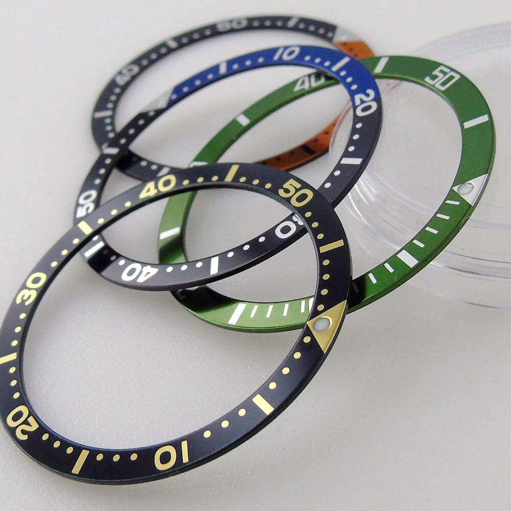 Orange/Blue/Black Flat 38mm*31.5mm fit SKX007 SKX009 Alloy Aluminum Watch Bezel