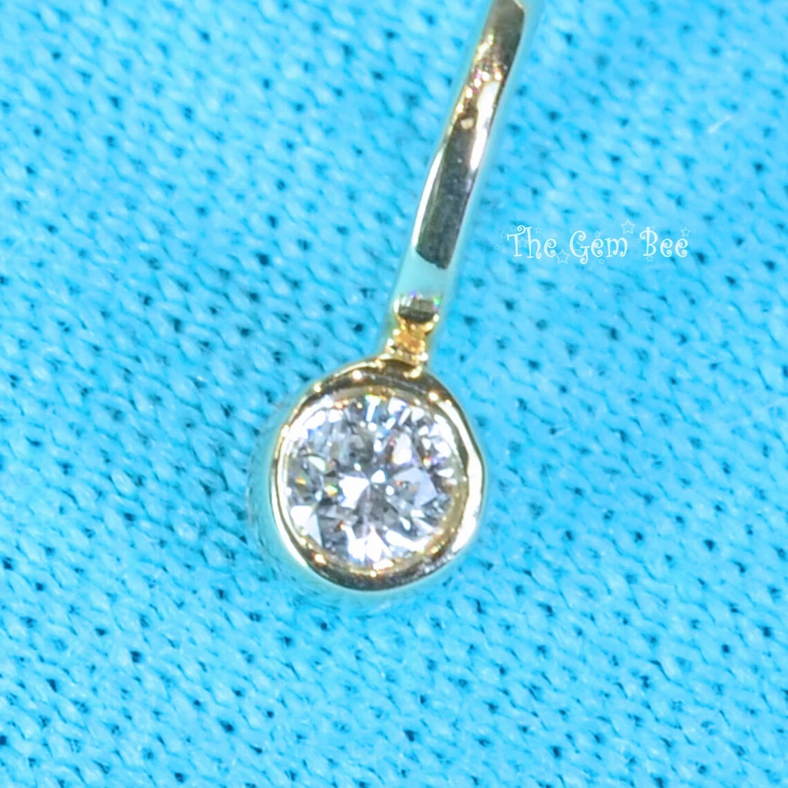 0.03CT 14k Yellow Gold Brilliant Cut Diamond Bezel Charm Pendant With Large Hole