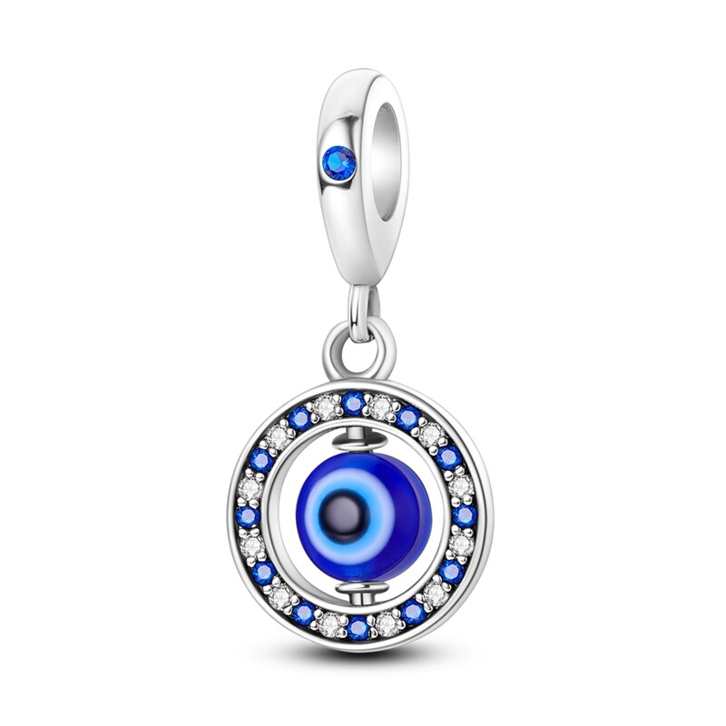 MULA European Silver Plated Charm Blue AAA CZ Rotating eyes For Women Bracelet