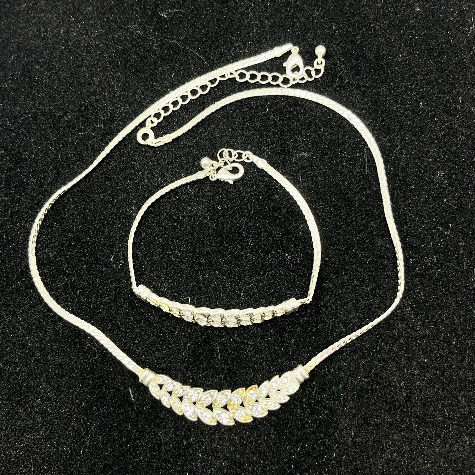 Rhinestone Jewelry Set Necklace Bracelet Bridal Wedding