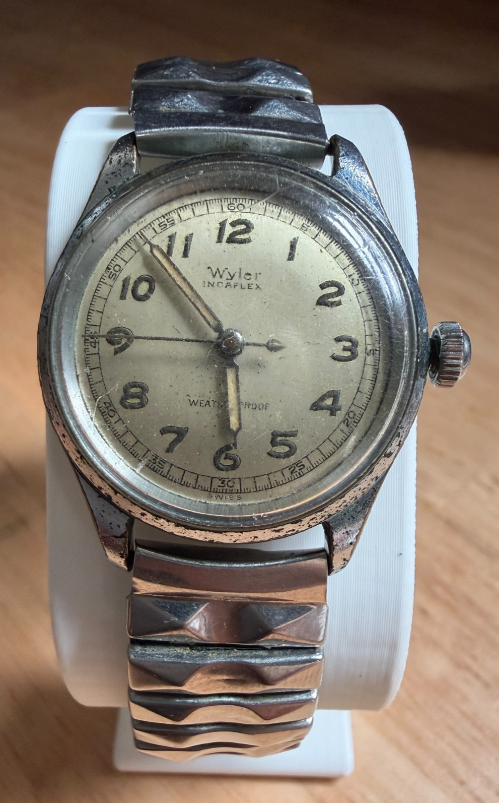 Wyler Incaflex Vintage Swiss Watch Runs 1940s 1950s Mechanical Patina