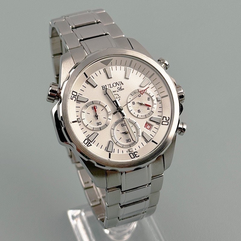Bulova Marine Star 96B255 White Chronograph Dial Men’s Quartz Watch 43mm