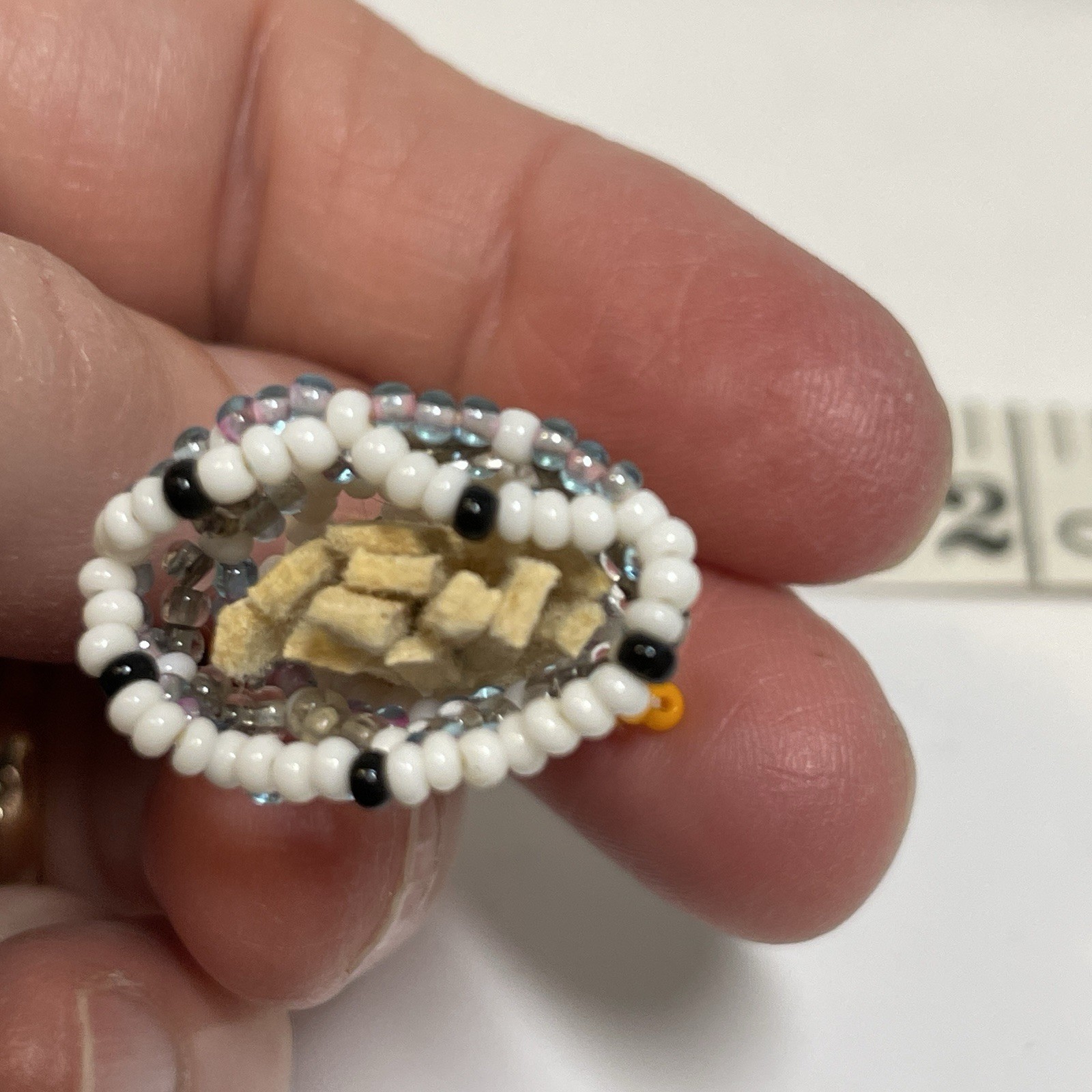 VTG Native Am Style Seed Bead Ceremonial Kachina 1.5″ Doll, Handmade Pin Pendant