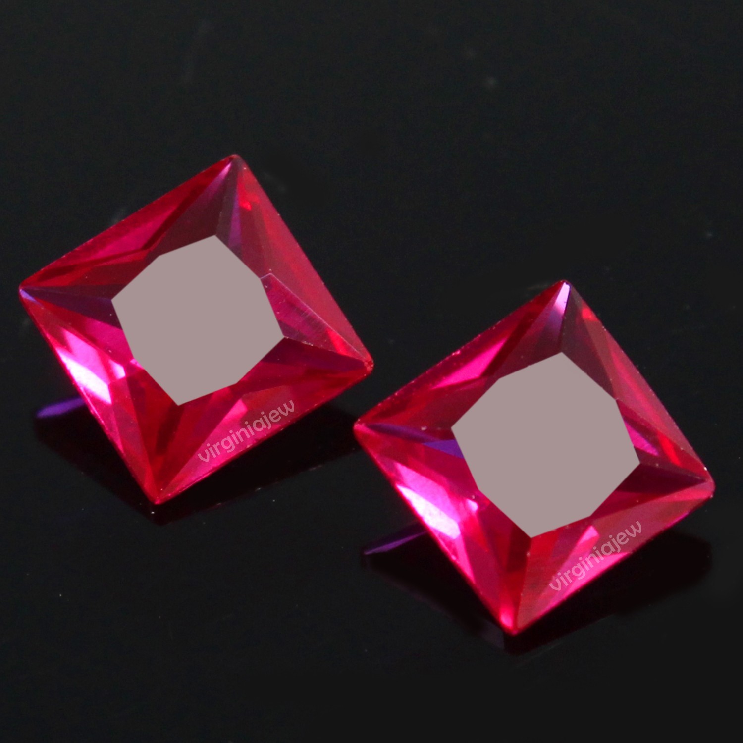 Certified Natural Mogok Pigeon Blood Red Ruby 11.00 MM Princess Pair Gemstone