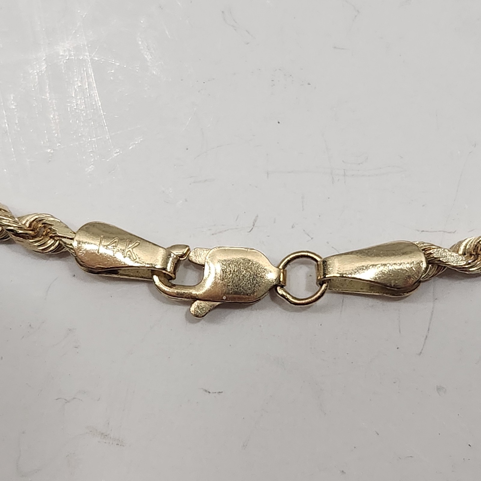 14K Solid Gold Diamond Cut Rope Chain 24″ 2.5 mm 8.8 Grams
