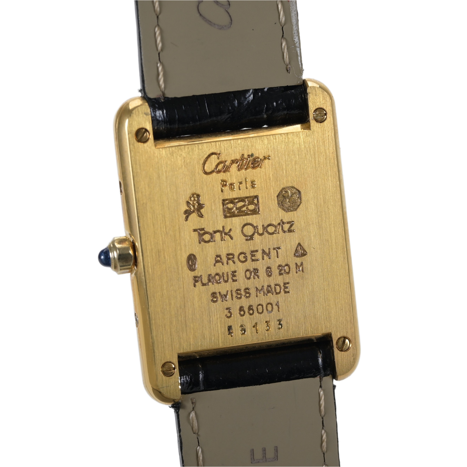 Cartier Must De Cartier Tank Gray & Black Deco Dial Argent 21x28mm Ladies Watch
