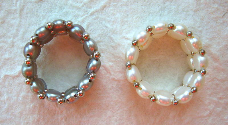 White, Brown, Black or Gray Two-strand Freshwater Pearl Stretch Ring