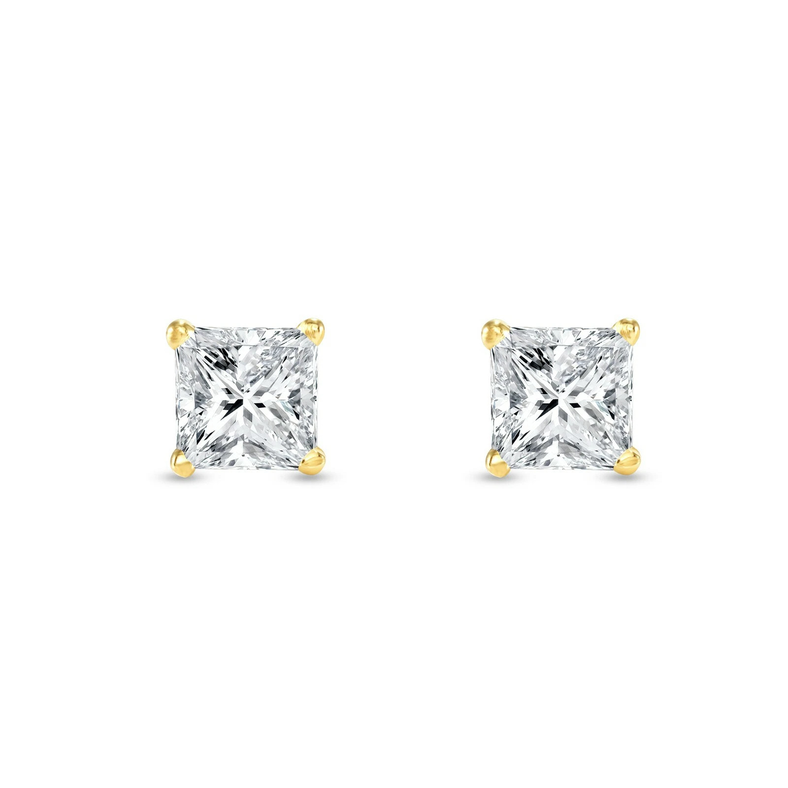 GENUINE MOISSANITE Square Princess Stud Earrings Unisex 14k Gold – BRAND NEW
