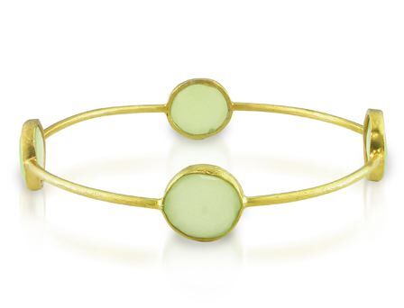 Amour 22k Yellow Gold Plated Brass 16 CT TGW Synthetic Green Chalcedony Bangle
